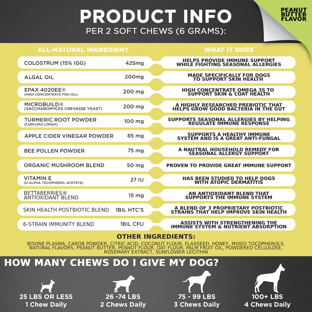 Allergy & Immune Support Chews for Dogs (Peanut Butter Flavor)
